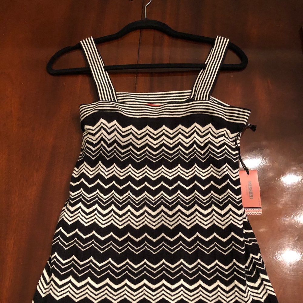 New! Missoni Target Black White Chevron Dress, Sm